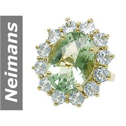 11.26 ct Aquamarine & Green Amethyst Ring 14kt Gold