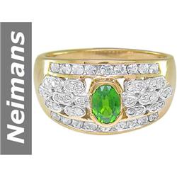 1.50 ct Chrome Diopside & White Sapphire & Diamond Ring 14kt Gold
