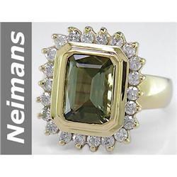 NR 3.66 ct Green Tourmaline & Diamond Ring 14kt Gold !