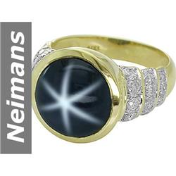 12.64 ct Star Sapphire & Diamond Ring 14kt Gold