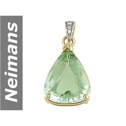 15.05 ct Green Amethyst & Diamond Pendant 14kt Gold