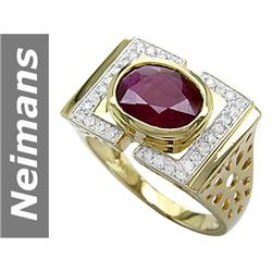 4.80 ct Ruby & Diamond Gents Ring 14kt Gold