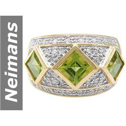 2.87 ct Peridot & Diamond Ring 14kt Gold