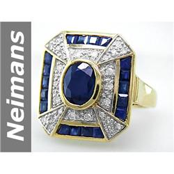 3.34 ct Blue Sapphire & Diamond Ring 14kt Gold