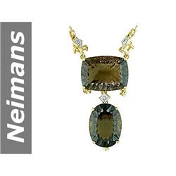 58.42 ct Smokey Quartz & Diamond Pendant 14kt Gold