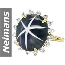 19.66 ct Star Sapphire & Diamond Ring 14kt Gold