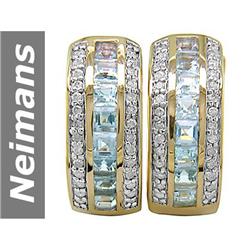 1.94 ct Aquamarine & Diamond Earrings 14kt Gold