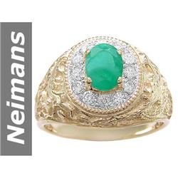 1.52 ct Emerald & Diamond Gents Ring 14kt Gold