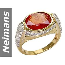 5.18 ct Orange Sapphire & Diamond Ring 14kt Gold