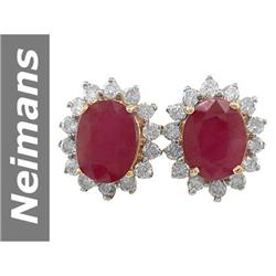 5.04 ct Ruby & Diamond Earrings 14kt Gold