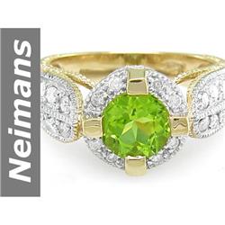 2.73 ct Peridot & Diamond Ring 14kt Gold