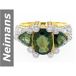 3.94 ct Green Tourmaline & Diamond Ring 14kt Gold