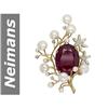 Image 1 : 3.0-5.5 MM Akoya Pearl & Ruby & Diamond Pendant 14kt Gold