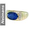 Image 1 : 3.50 ct Sapphire & Diamond Gents Ring 14kt Gold