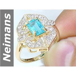 1.64 ct Apatite & White Sapphire Ring 14kt Gold