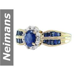 1.08 ct Blue Sapphire & Diamond Ring 14kt Gold