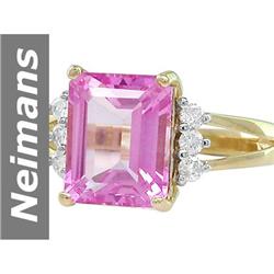 4.38 ct Mystic Pink Topaz & Diamond Ring 14kt Gold