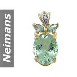 7.55 ct Green Amethyst & Diamond Pendant 14kt Gold