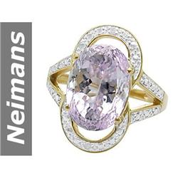 9.02 ct Pink Kunzite & Diamond Ring 14kt Gold