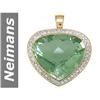 Image 1 : 21.46 ct Green Amethyst & Diamond Pendant 14kt Gold