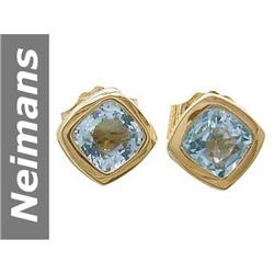 1.30 ct Blue Topaz Earrings 14kt Gold