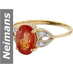 1.82 ct Orange Sapphire & Diamond Ring 14kt Gold