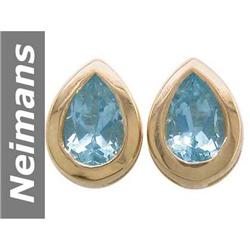 .76 ct Blue Topaz Earrings 14kt Gold