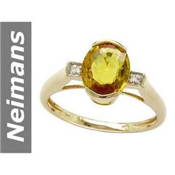 2.21 ct Yellow Sapphire & Diamond Ring 14kt Gold