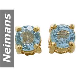 2.00 ct Blue Topaz Earrings 14kt Gold