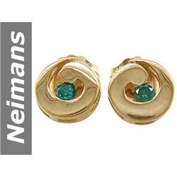 .05 ct Blue Diamond Earrings 14kt Gold