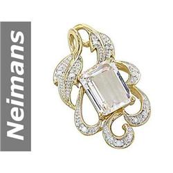 3.26 ct White Morganite & Diamond Pendant 14kt Gold