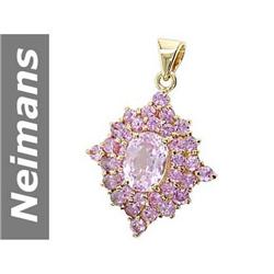 10.68 ct Pink Kunzite & Pink Sapphire Pendant 14kt Gold