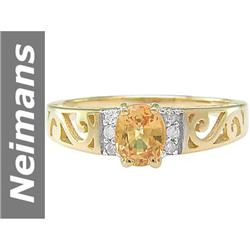 0.95 ct Yellow Sapphire & Diamond Ring 14kt Gold