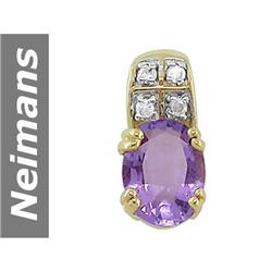 1.25 ct Amethyst & Diamond Pendant 14kt Gold