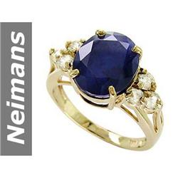 7.08 ct Blue & White Sapphire Ring 14kt Gold