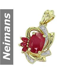 3.88 ct Ruby & Diamond Pendant 14kt Gold