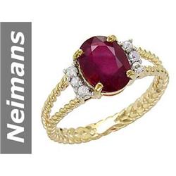 2.36 ct Ruby & White Sapphire Ring 14kt Gold
