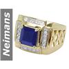 Image 1 : 3.50 ct Sapphire & Diamond Gents Ring 14kt Gold