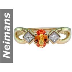 .63 ct Orange Sapphire & Diamond Ring 14kt Gold