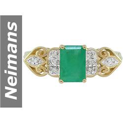 1.00 ct Emerald & Diamond Ring 14kt Gold