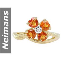 1.21 ct Orange Sapphire & Diamond Ring 14kt Gold