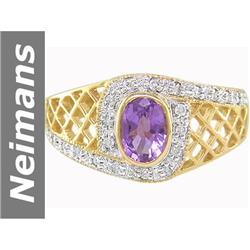 1.00 ct Amethyst & Diamond Ring 14kt Gold