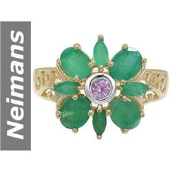 2.35 ct Emerald & Pink Sapphire Ring 14kt Gold