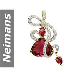 11.80 ct Pink Tourmaline & Diamond Pendant 14kt Gold