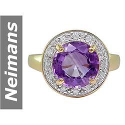 3.46 ct Amethyst & Diamond Ring 14kt Gold