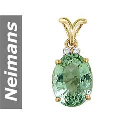 7.03 ct Green Amethyst & Diamond Pendant 14kt Gold