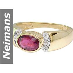 1.11 ct Pink Tourmaline & White Sapphire Ring 14kt Gold