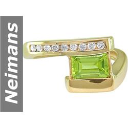 1.14 ct Peridot & Diamond Ring 14kt Gold