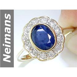 1.92 ct Blue & White Sapphire Ring 14kt Gold