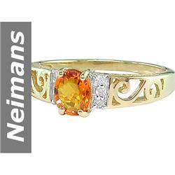 .95 ct Orange Sapphire & Diamond Ring 14kt Gold